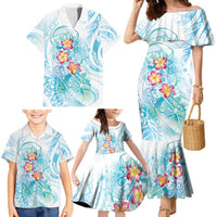 Sea Blue Polynesian Jellyfish Family Matching Mermaid Dress and Hawaiian Shirt Watercolor Glows LT7 - Polynesian Pride