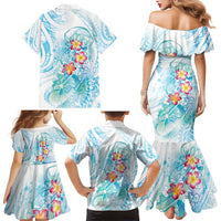 Sea Blue Polynesian Jellyfish Family Matching Mermaid Dress and Hawaiian Shirt Watercolor Glows LT7 - Polynesian Pride