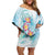 Sea Blue Polynesian Jellyfish Family Matching Off Shoulder Short Dress and Hawaiian Shirt Watercolor Glows - Polynesian Pride