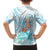 Sea Blue Polynesian Jellyfish Family Matching Short Sleeve Bodycon Dress and Hawaiian Shirt Watercolor Glows - Polynesian Pride