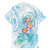 Sea Blue Polynesian Jellyfish Family Matching Short Sleeve Bodycon Dress and Hawaiian Shirt Watercolor Glows - Polynesian Pride