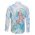 Sea Blue Polynesian Jellyfish Family Matching Short Sleeve Bodycon Dress and Hawaiian Shirt Watercolor Glows - Polynesian Pride