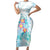 Sea Blue Polynesian Jellyfish Family Matching Short Sleeve Bodycon Dress and Hawaiian Shirt Watercolor Glows - Polynesian Pride