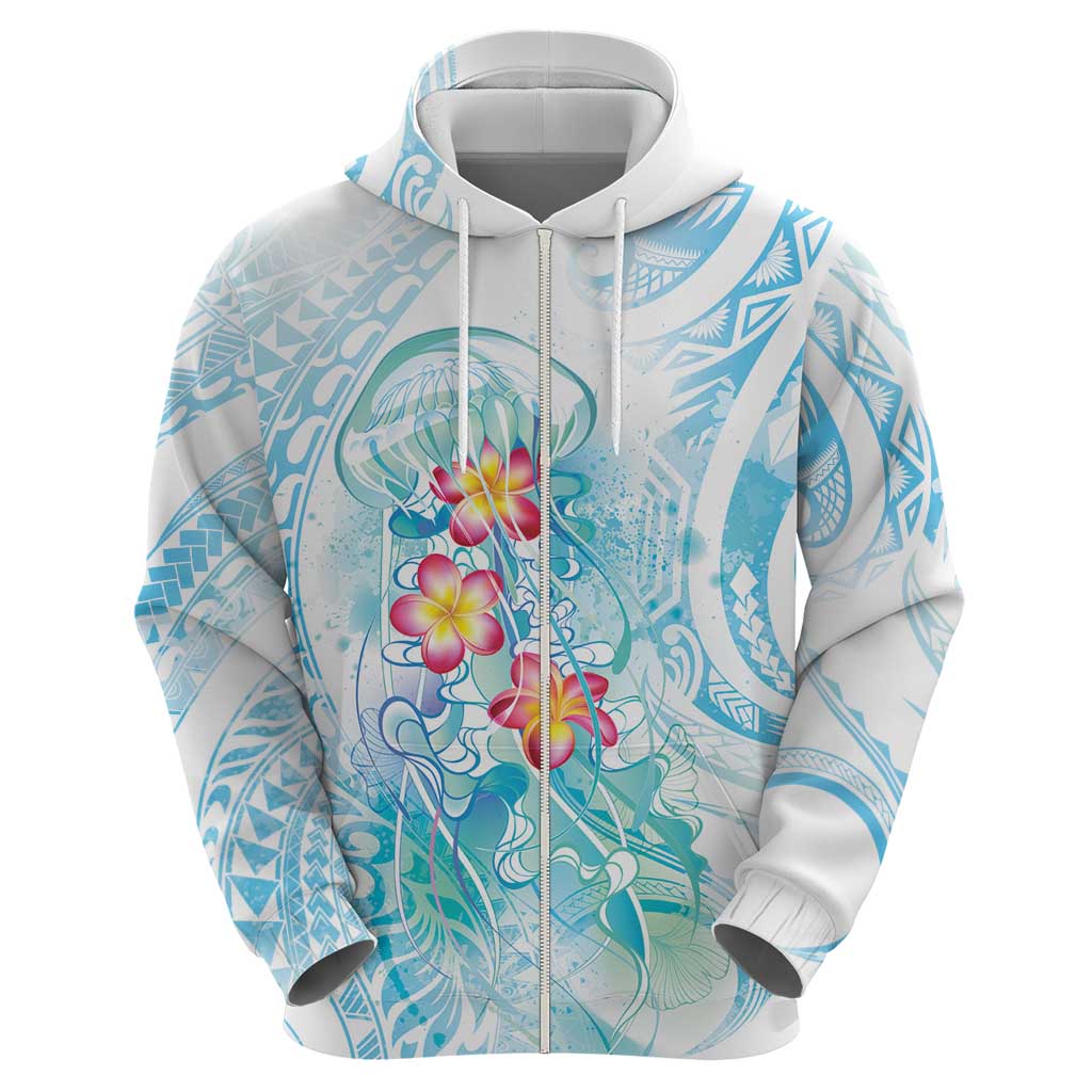 Sea Blue Polynesian Jellyfish Hoodie Watercolor Glows - Polynesian Pride