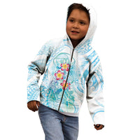 Sea Blue Polynesian Jellyfish Kid Hoodie Watercolor Glows - Polynesian Pride
