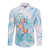 Sea Blue Polynesian Jellyfish Long Sleeve Button Shirt Watercolor Glows - Polynesian Pride