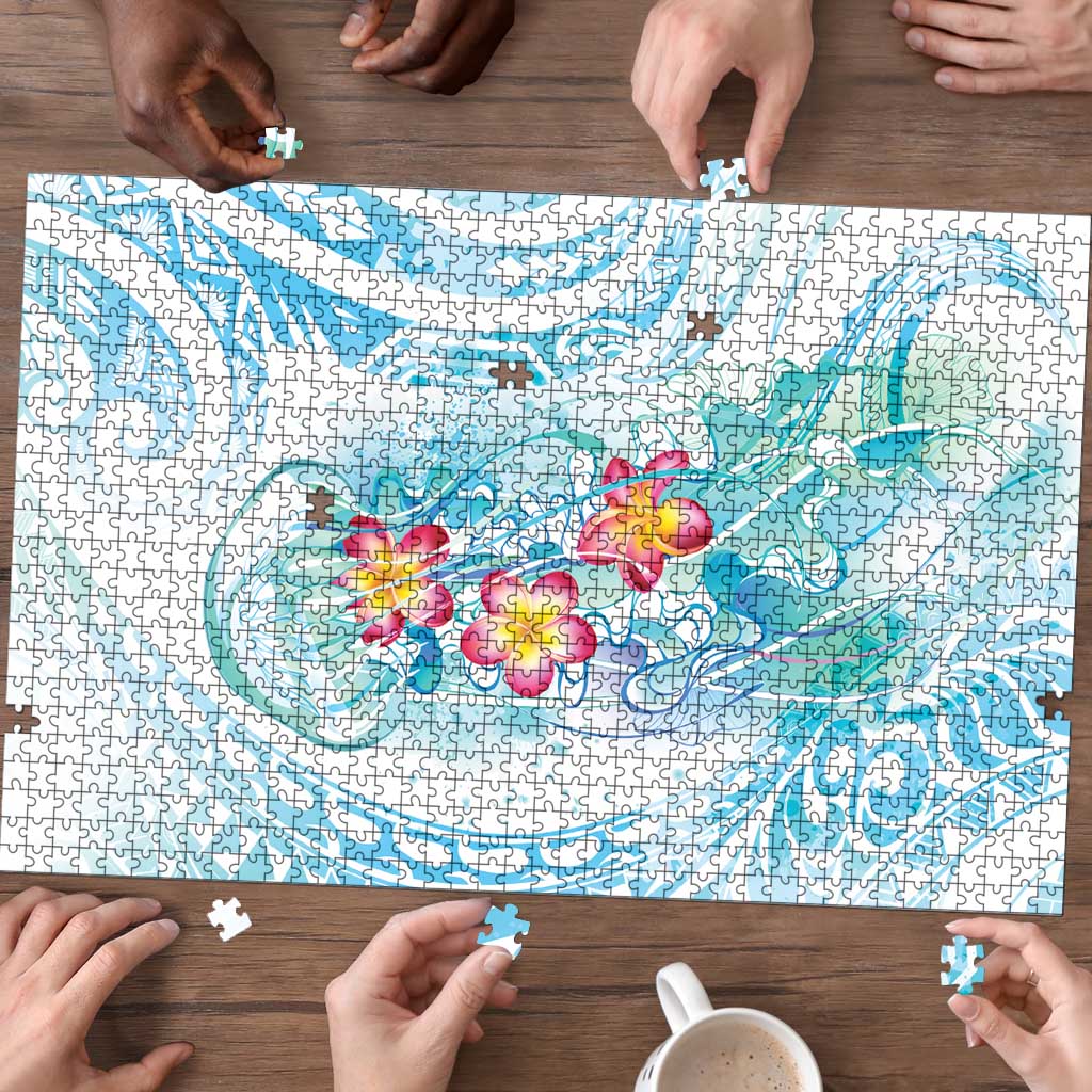 Sea Blue Polynesian Jellyfish Puzzle Watercolor Glows - Polynesian Pride