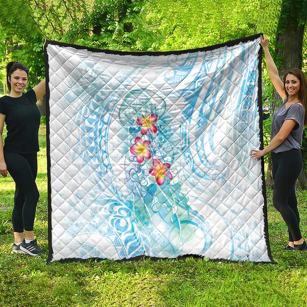 Sea Blue Polynesian Jellyfish Quilt Watercolor Glows - Polynesian Pride