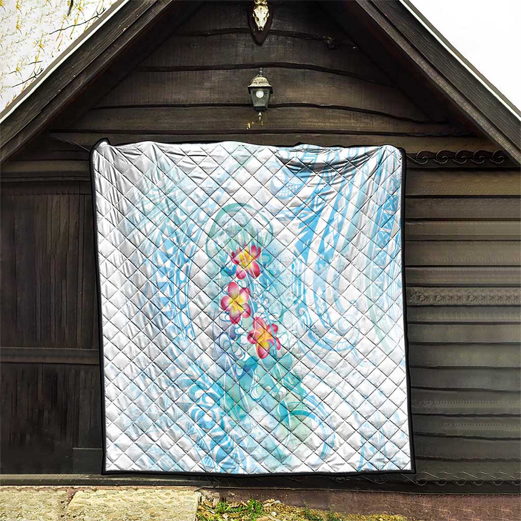 Sea Blue Polynesian Jellyfish Quilt Watercolor Glows - Polynesian Pride