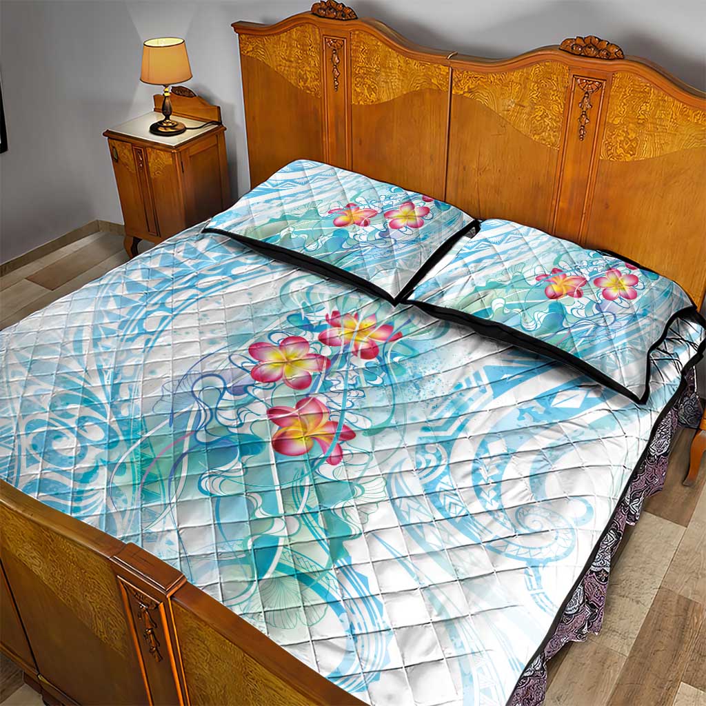 Sea Blue Polynesian Jellyfish Quilt Bed Set Watercolor Glows - Polynesian Pride