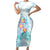 Sea Blue Polynesian Jellyfish Short Sleeve Bodycon Dress Watercolor Glows - Polynesian Pride