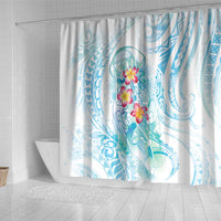 Sea Blue Polynesian Jellyfish Shower Curtain Watercolor Glows - Polynesian Pride