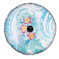 Sea Blue Polynesian Jellyfish Spare Tire Cover Watercolor Glows - Polynesian Pride