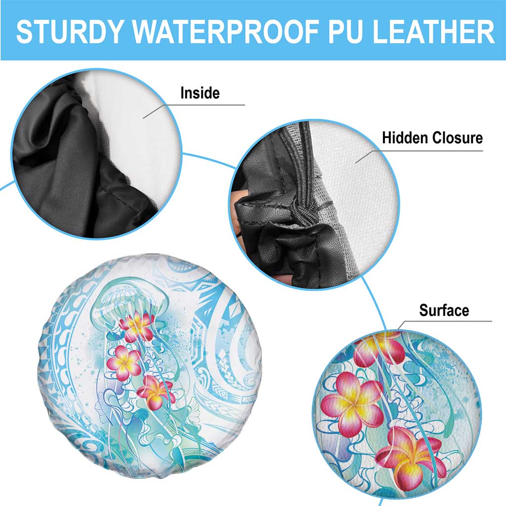 Sea Blue Polynesian Jellyfish Spare Tire Cover Watercolor Glows - Polynesian Pride