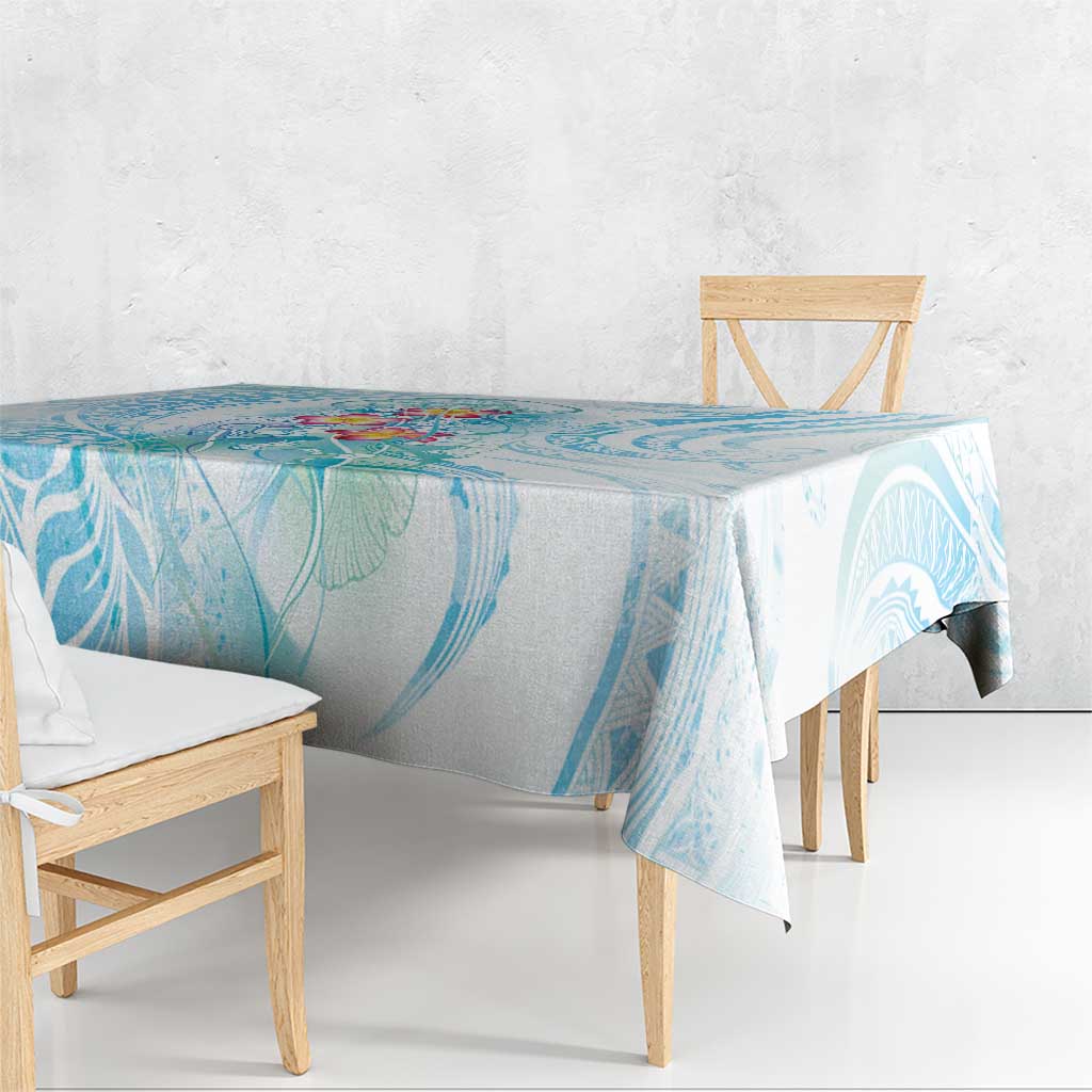 Sea Blue Polynesian Jellyfish Tablecloth Watercolor Glows - Polynesian Pride