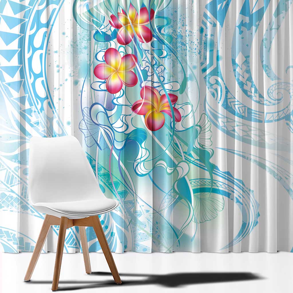 Sea Blue Polynesian Jellyfish Window Curtain Watercolor Glows - Polynesian Pride