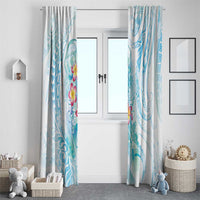 Sea Blue Polynesian Jellyfish Window Curtain Watercolor Glows - Polynesian Pride