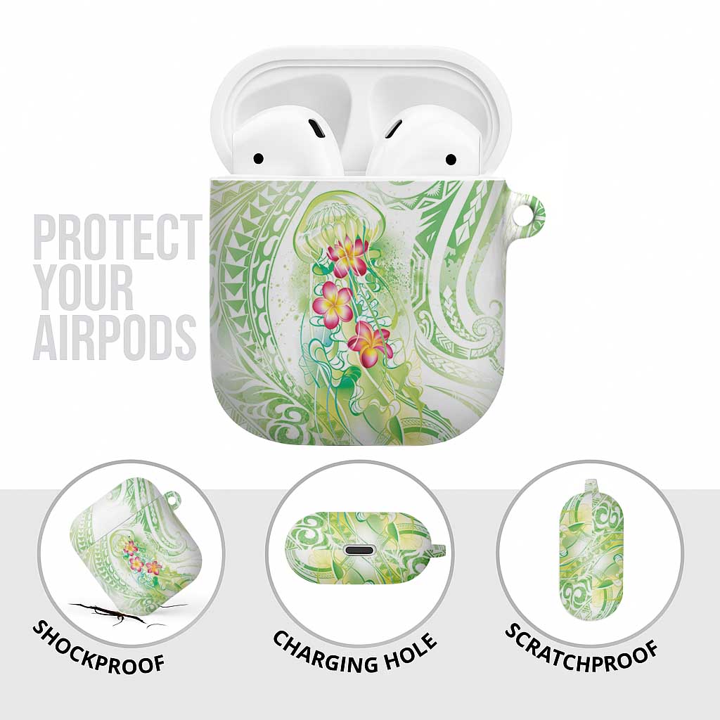 Summer Green Polynesian Jellyfish AirPods Case Watercolor Glows - Polynesian Pride