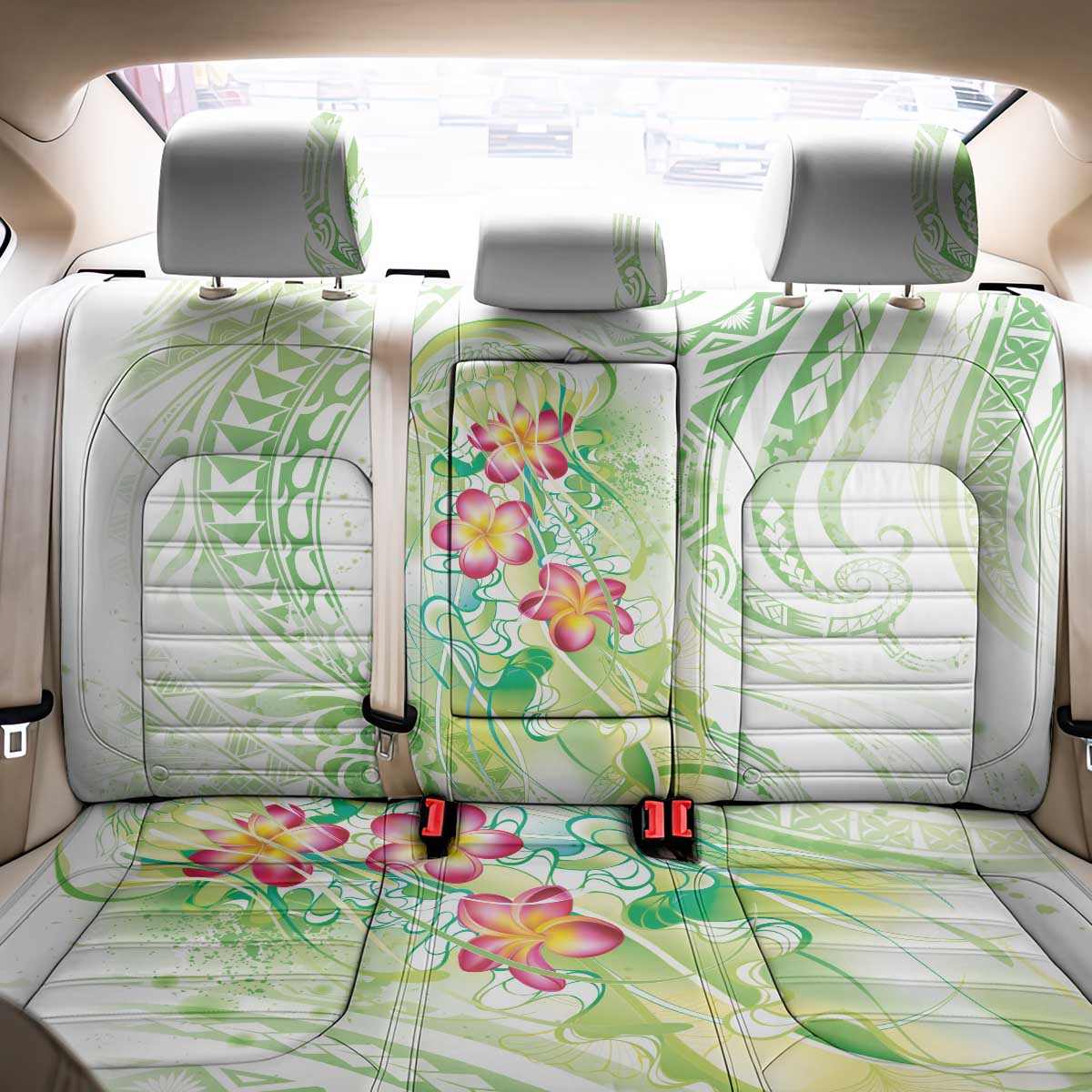 Summer Green Polynesian Jellyfish Back Car Seat Cover Watercolor Glows - Polynesian Pride