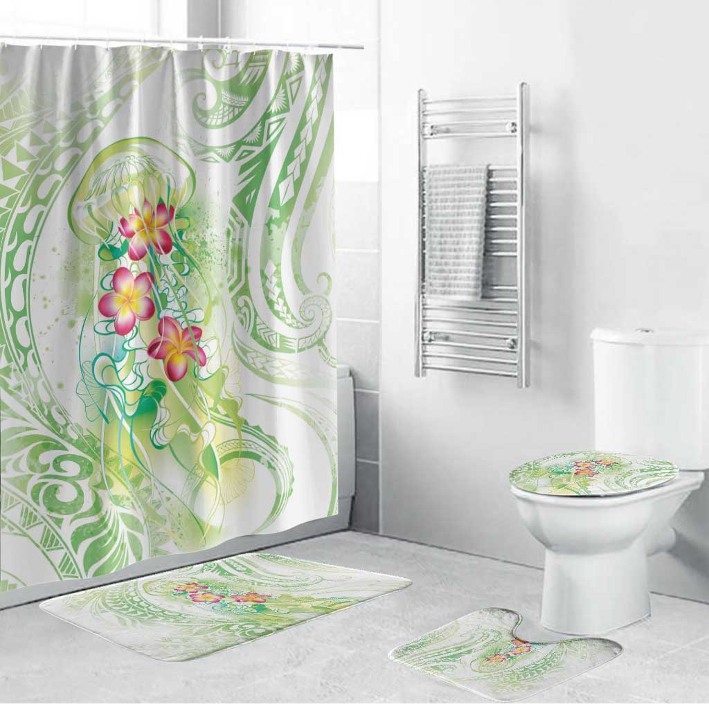 Summer Green Polynesian Jellyfish Bathroom Set Watercolor Glows - Polynesian Pride