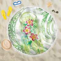 Summer Green Polynesian Jellyfish Beach Blanket Watercolor Glows - Polynesian Pride