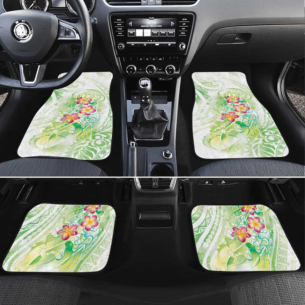 Summer Green Polynesian Jellyfish Car Mats Watercolor Glows - Polynesian Pride