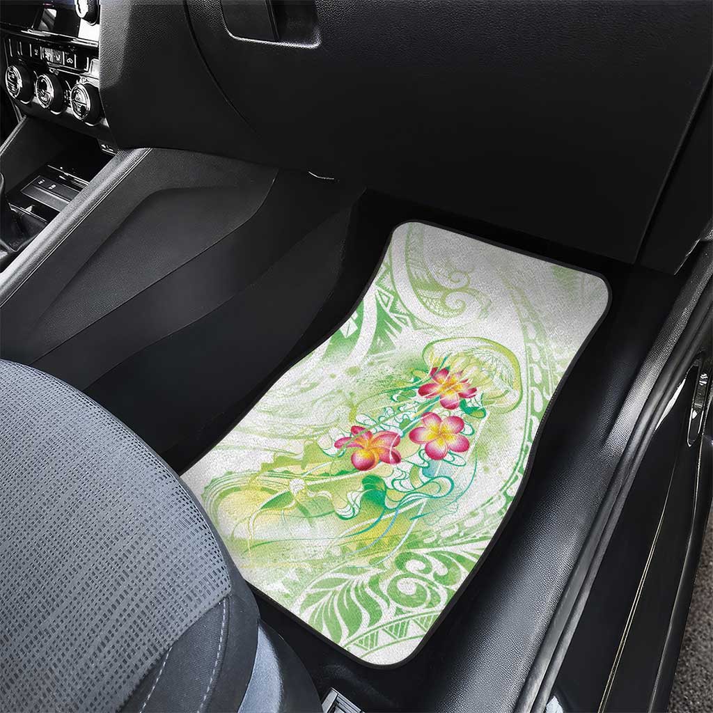 Summer Green Polynesian Jellyfish Car Mats Watercolor Glows - Polynesian Pride