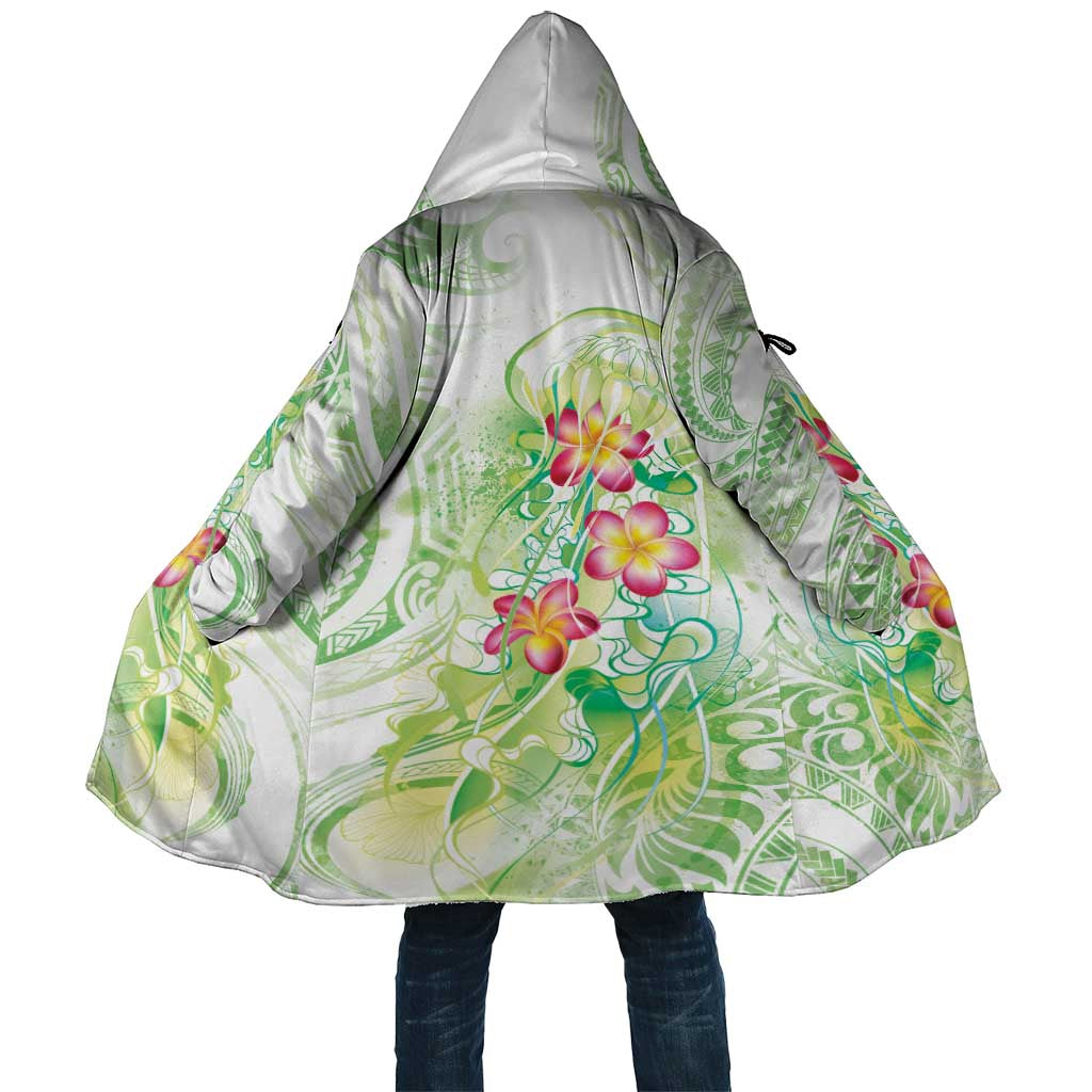 Summer Green Polynesian Jellyfish Cloak Watercolor Glows - Polynesian Pride