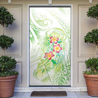 Summer Green Polynesian Jellyfish Door Cover Watercolor Glows - Polynesian Pride