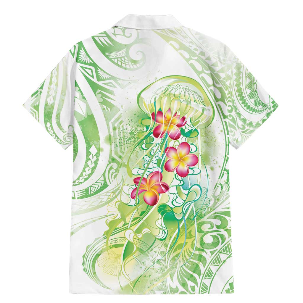 Summer Green Polynesian Jellyfish Family Matching Mermaid Dress and Hawaiian Shirt Watercolor Glows LT7 - Polynesian Pride