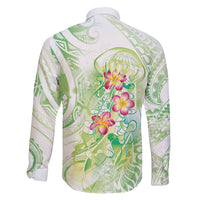 Summer Green Polynesian Jellyfish Family Matching Short Sleeve Bodycon Dress and Hawaiian Shirt Watercolor Glows LT7 - Polynesian Pride