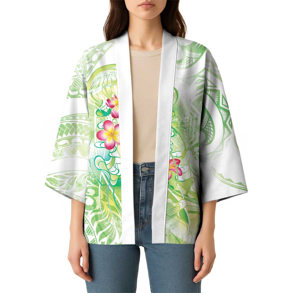 Summer Green Polynesian Jellyfish Kimono Watercolor Glows - Polynesian Pride