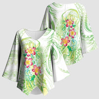 Summer Green Polynesian Jellyfish Kimono Sleeve Blouse Watercolor Glows - Polynesian Pride