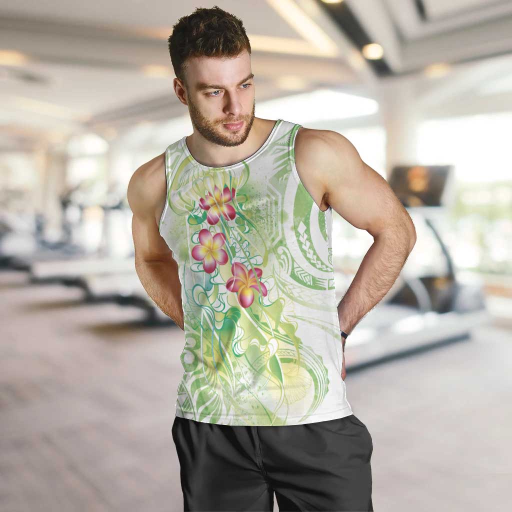 Summer Green Polynesian Jellyfish Men Tank Top Watercolor Glows - Polynesian Pride
