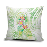 Summer Green Polynesian Jellyfish Pillow Cover Watercolor Glows - Polynesian Pride