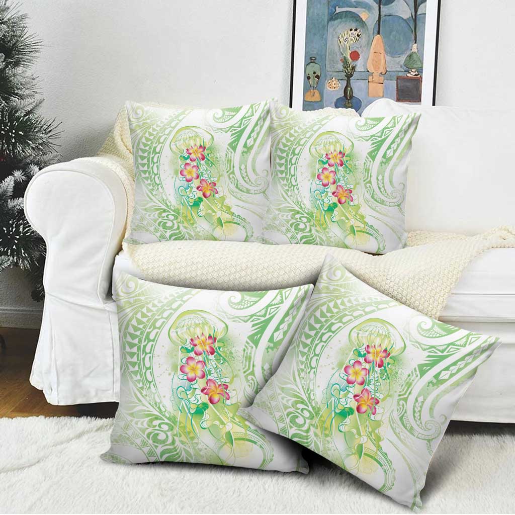 Summer Green Polynesian Jellyfish Pillow Cover Watercolor Glows - Polynesian Pride
