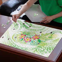 Summer Green Polynesian Jellyfish Puzzle Watercolor Glows - Polynesian Pride