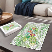 Summer Green Polynesian Jellyfish Puzzle Watercolor Glows - Polynesian Pride