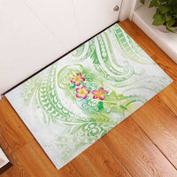 Summer Green Polynesian Jellyfish Rubber Doormat Watercolor Glows - Polynesian Pride