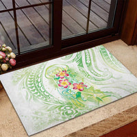 Summer Green Polynesian Jellyfish Rubber Doormat Watercolor Glows - Polynesian Pride