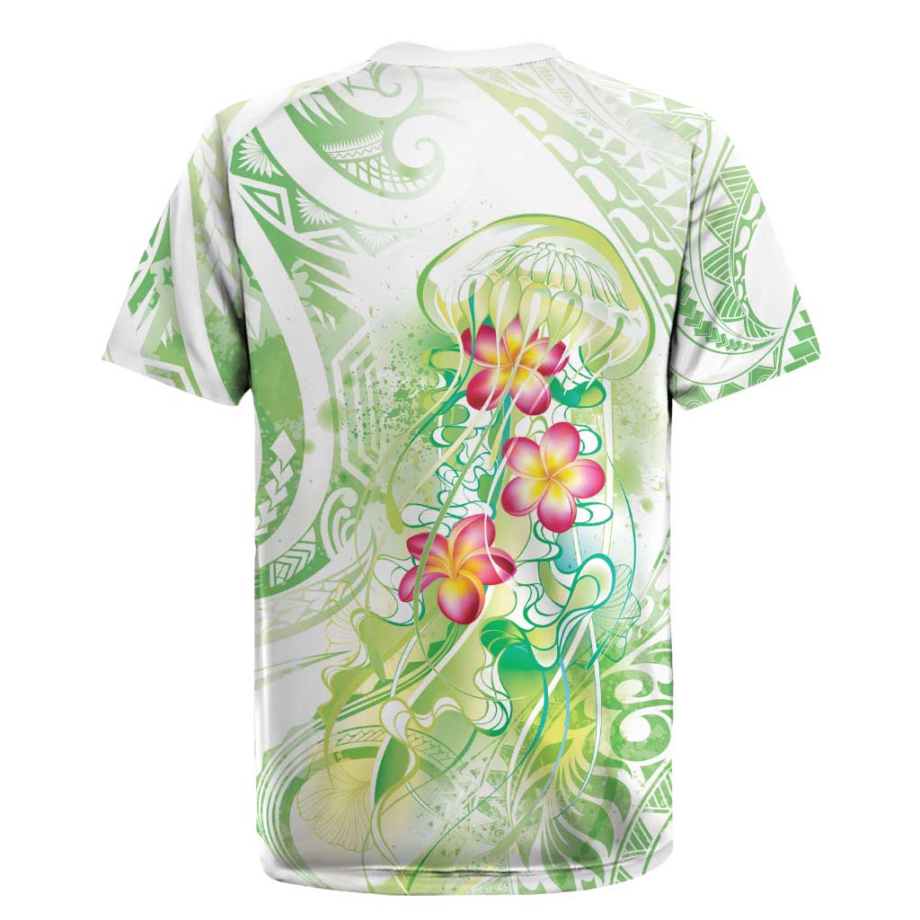 Summer Green Polynesian Jellyfish Rugby Jersey Watercolor Glows - Polynesian Pride