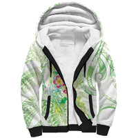 Summer Green Polynesian Jellyfish Sherpa Hoodie Watercolor Glows - Polynesian Pride