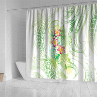 Summer Green Polynesian Jellyfish Shower Curtain Watercolor Glows - Polynesian Pride