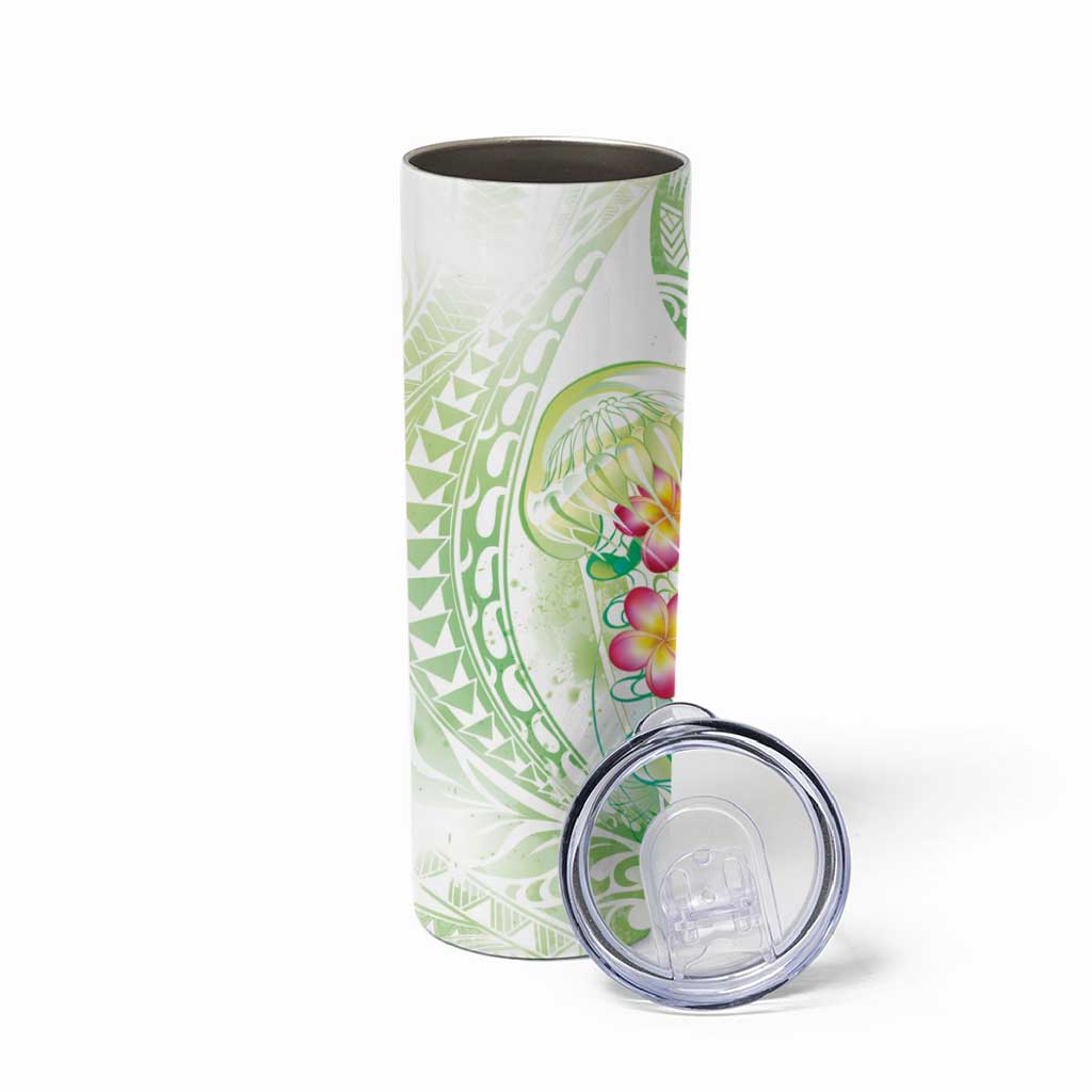 Summer Green Polynesian Jellyfish Skinny Tumbler Watercolor Glows - Polynesian Pride