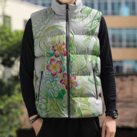 Summer Green Polynesian Jellyfish Sleeveless Puffer Jacket Watercolor Glows - Polynesian Pride
