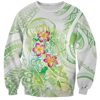 Summer Green Polynesian Jellyfish Sweatshirt Watercolor Glows - Polynesian Pride