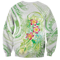 Summer Green Polynesian Jellyfish Sweatshirt Watercolor Glows - Polynesian Pride