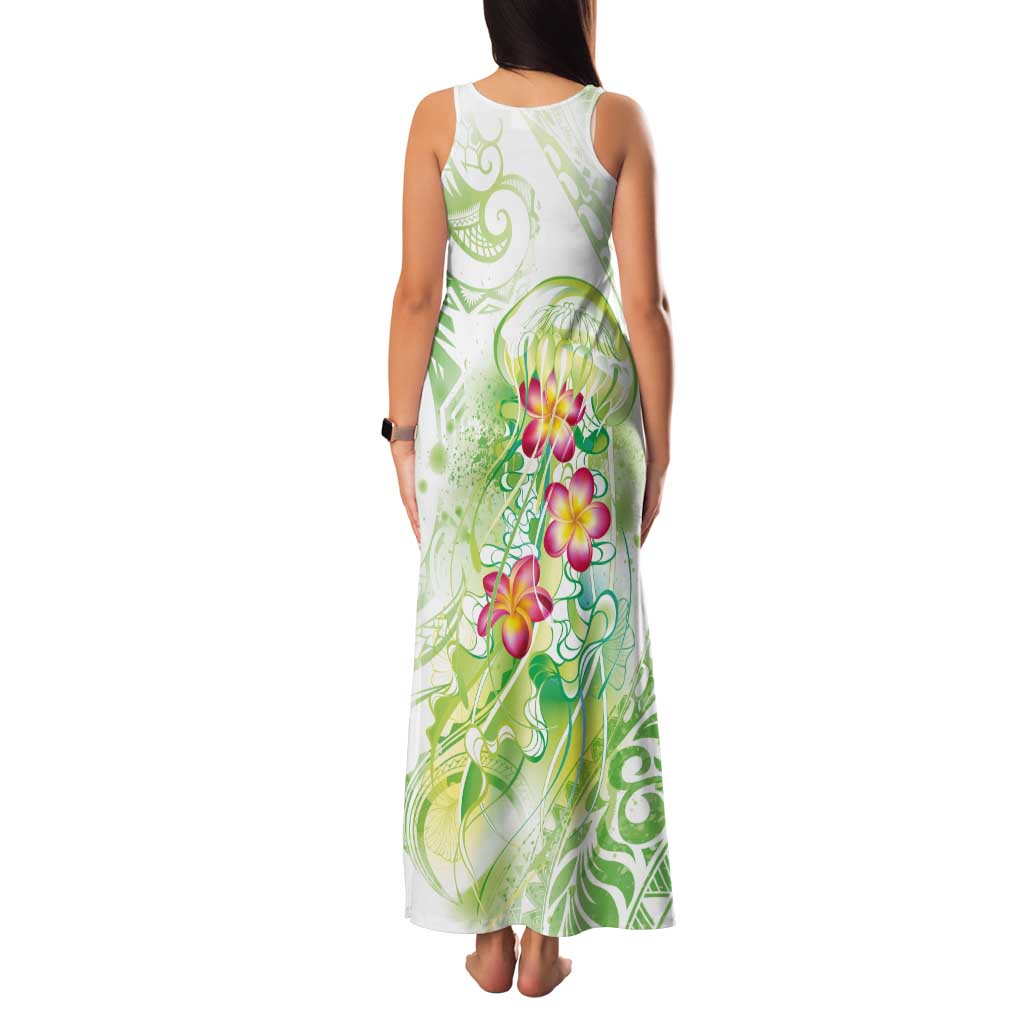 Summer Green Polynesian Jellyfish Tank Maxi Dress Watercolor Glows - Polynesian Pride