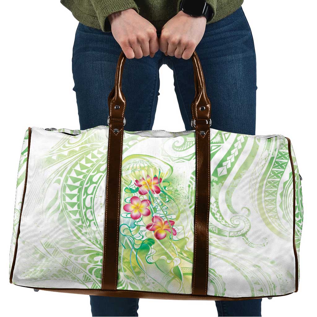 Summer Green Polynesian Jellyfish Travel Bag Watercolor Glows - Polynesian Pride