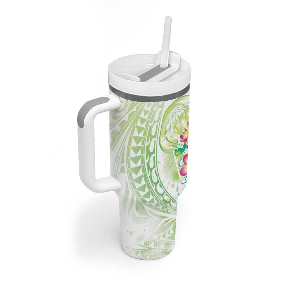 Summer Green Polynesian Jellyfish Tumbler With Handle Watercolor Glows - Polynesian Pride